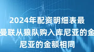 2024年配资明细表最新这与曼联从狼队购入库尼亚的金额相同